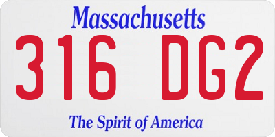 MA license plate 316DG2