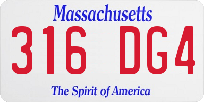 MA license plate 316DG4