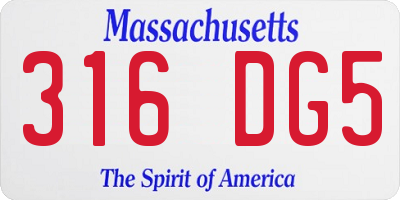 MA license plate 316DG5