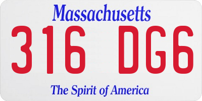 MA license plate 316DG6