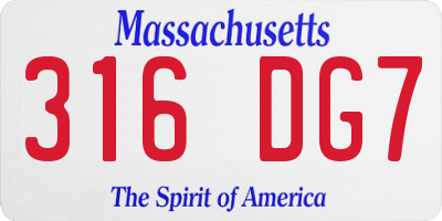 MA license plate 316DG7