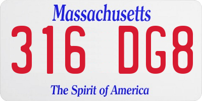 MA license plate 316DG8