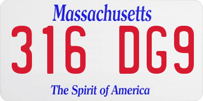 MA license plate 316DG9
