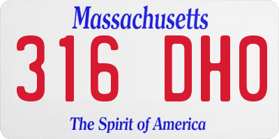 MA license plate 316DH0