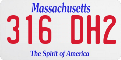 MA license plate 316DH2