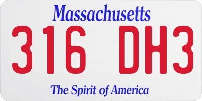MA license plate 316DH3