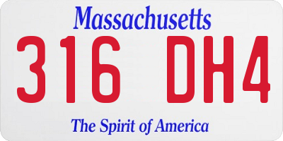 MA license plate 316DH4