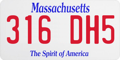 MA license plate 316DH5