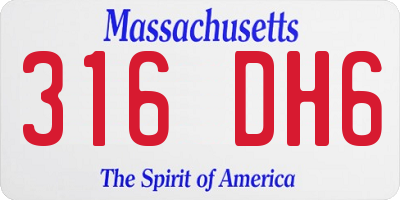 MA license plate 316DH6
