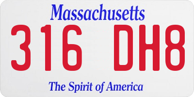 MA license plate 316DH8