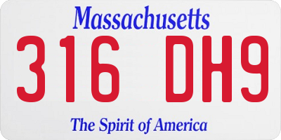 MA license plate 316DH9