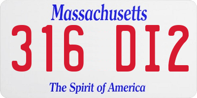 MA license plate 316DI2