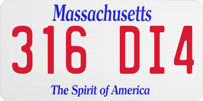 MA license plate 316DI4