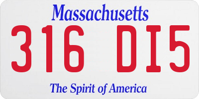 MA license plate 316DI5