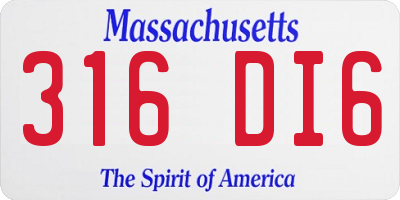 MA license plate 316DI6