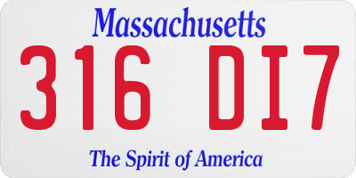 MA license plate 316DI7