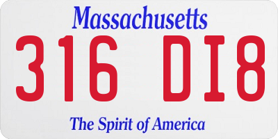 MA license plate 316DI8