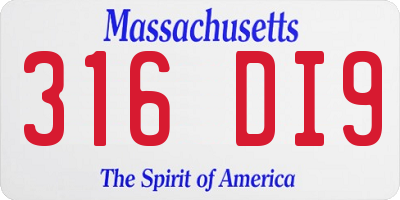 MA license plate 316DI9