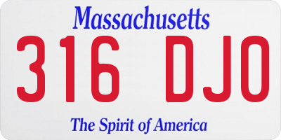 MA license plate 316DJ0