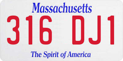 MA license plate 316DJ1
