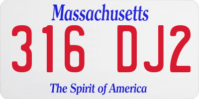 MA license plate 316DJ2
