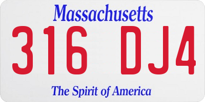 MA license plate 316DJ4
