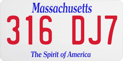 MA license plate 316DJ7