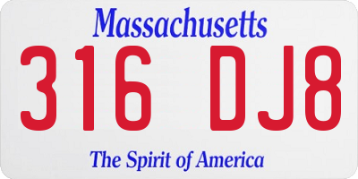 MA license plate 316DJ8