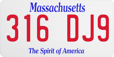 MA license plate 316DJ9