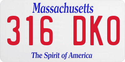 MA license plate 316DK0