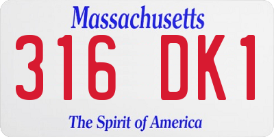 MA license plate 316DK1