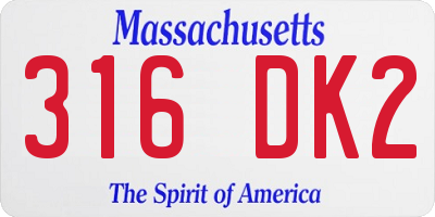 MA license plate 316DK2