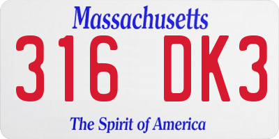 MA license plate 316DK3