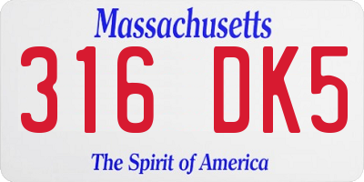 MA license plate 316DK5