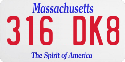 MA license plate 316DK8