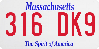 MA license plate 316DK9