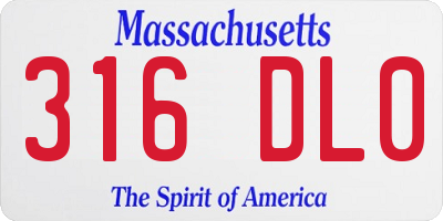 MA license plate 316DL0