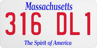 MA license plate 316DL1