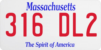 MA license plate 316DL2