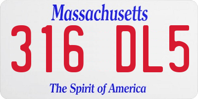 MA license plate 316DL5