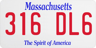 MA license plate 316DL6
