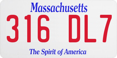 MA license plate 316DL7