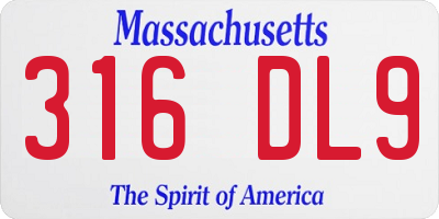 MA license plate 316DL9