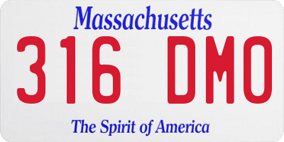 MA license plate 316DM0