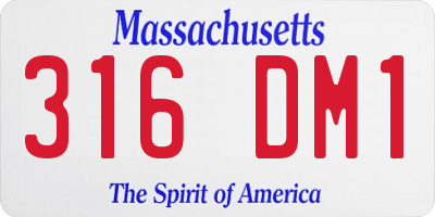 MA license plate 316DM1