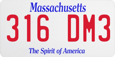 MA license plate 316DM3
