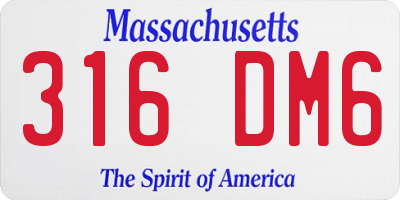 MA license plate 316DM6