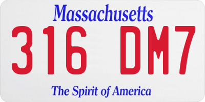 MA license plate 316DM7