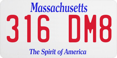 MA license plate 316DM8