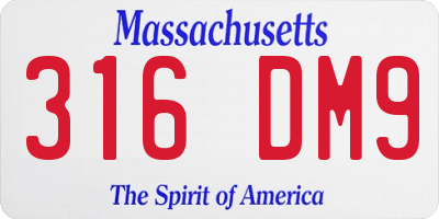 MA license plate 316DM9